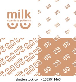 Set. Logo with breast. Vector illustration of seamless patterns.