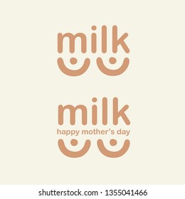 Set. Logo with breast. Vector illustration.
