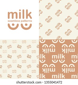 Set. Logo with breast. Vector illustration of seamless patterns.