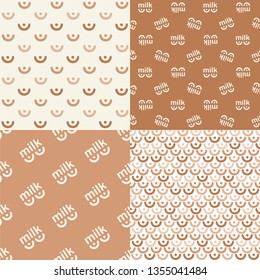 Set. Logo with breast. Vector illustration of seamless patterns.