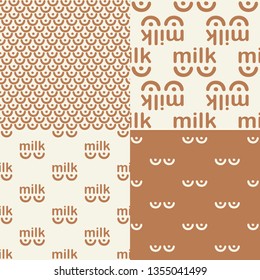 Set. Logo with breast. Vector illustration of seamless patterns.