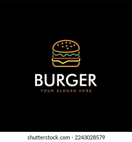 set logo Diseño moderno del logotipo de arte de la línea Burger. emblema del restaurante Hamburger. vector plano de lujo