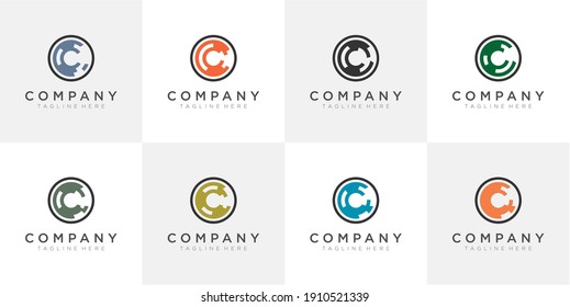 Set of Logo C in circle Logo design template
