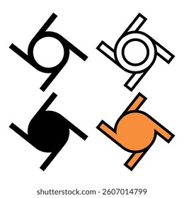 Set logo circle knife and fan spinning template. icon spinning line stroke and shape color.