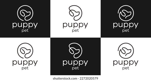 set logo creative dog line icon vector illustration