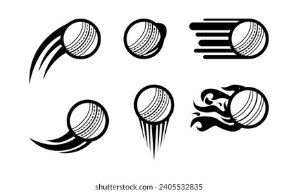 set of logo cricket ball vector icon