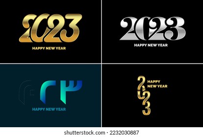 Set von Logo Design 2023 Happy New Year. 2023 Zahlendesign-Vorlage. Weihnachtsdekor 2023 Glückliche Neujahrssymbole. Modernes Xmas Design für Banner. soziales Netzwerk. Umschlag und Kalender