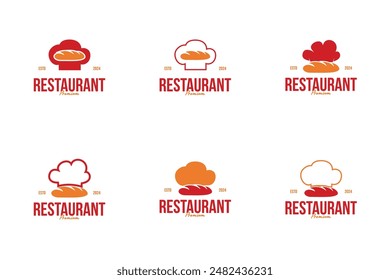 Set of a logo design of chef hat with a loaf of bread, ideal for a bakery or artisanal bread maker. Vector illustration template idea