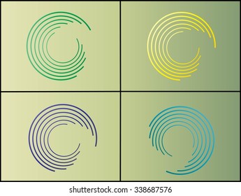 Set logo design circles of lines vector illustration