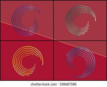 Set logo design circles of lines vector illustration