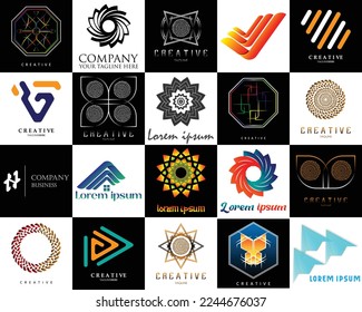 set logo design for company or business