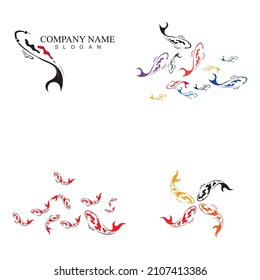 set of logo design concept of koi fish