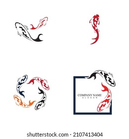 conjunto de diseños de logotipo de peces koi