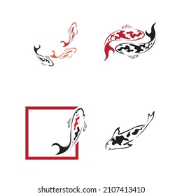 set of logo design concept of koi fish