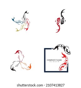 conjunto de diseños de logotipo de peces koi