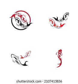 set of logo design concept of koi fish