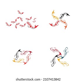 set of logo design concept of koi fish