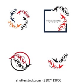 set of logo design concept of koi fish