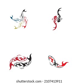 set of logo design concept of koi fish
