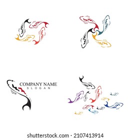 set of logo design concept of koi fish