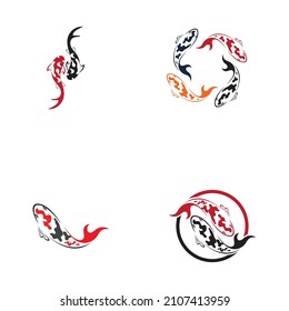 set of logo design concept of koi fish