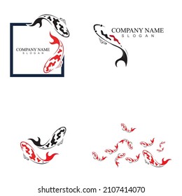 set of logo design concept of koi fish