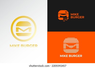 set of logo design with hamburger concept