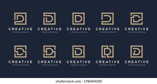 set of Logo design letter D with Square style. Vector template
