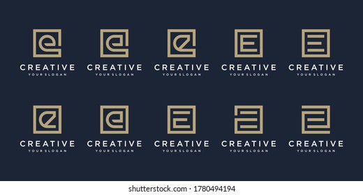 conjunto de letras de diseño del logotipo E con estilo cuadrado. Plantilla de vector