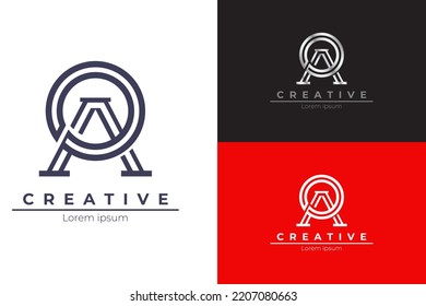 set of logo design with letter A mix letter o. minimalist logo concept
