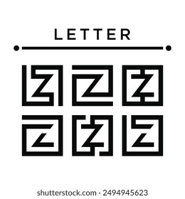 Set of logo design letter Z with square style. Premium Vector