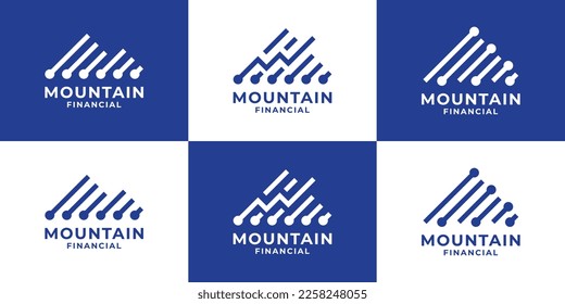 set logo design mountain technology financial graph arrow modern vector inspiration illustration