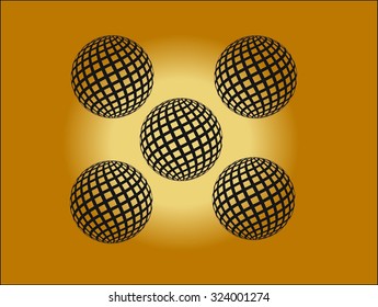 Set Logo design. Round shape. Vector illustration. Metal background