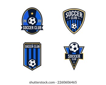 Set of logo design templates for soccer and team sports. Vector illustration on white background