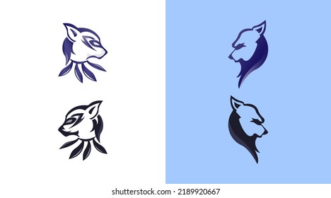 set of logo design with wolf concept. vector illustration