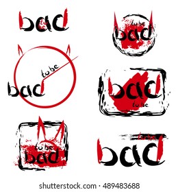 Set of logo design with the words "to be bad." Isolated on white background. handmade. It can be used in the design of packaging, brochures, logos, etc.
