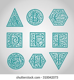 Set of Logo designs. Artistically Drawn, Stylized, Vintage Floral Vector illustration.