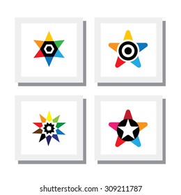 set of logo designs of colorful stars - vector icons