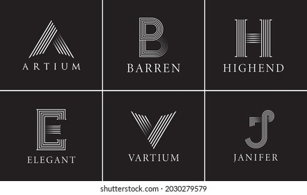set of logo for different letters.