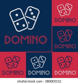 Set logo with domino and text in retro style  