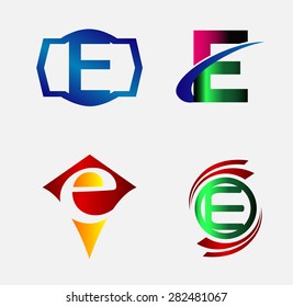 Set of Logo E Letter company vector design template
