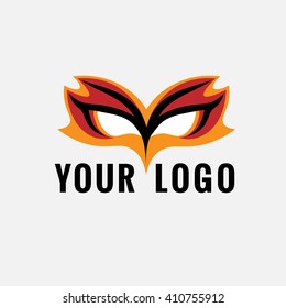 set logo elements, fox or demon eye, fire