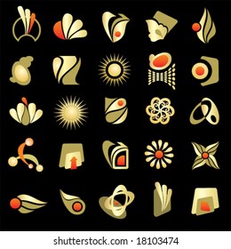 set of logo elements on a black background