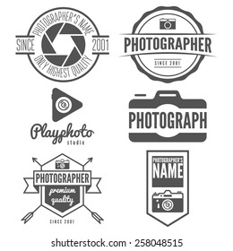 Set of logo, emblem, label or logotype elements for studio or photographer, photograph