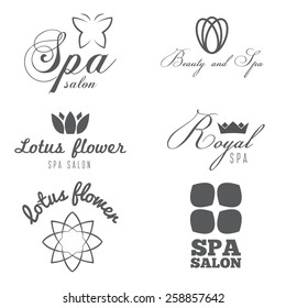 Set of logo, emblem, label or logotype elements for spa center, spa salon or beauty salon 