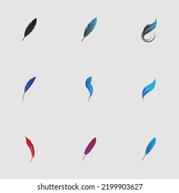 set of logo of feather vector illustration design on gray background
