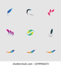 set of logo of feather vector illustration design on gray background