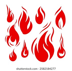 Set Logo fire hand drawn. Not AI, Vector illustration.