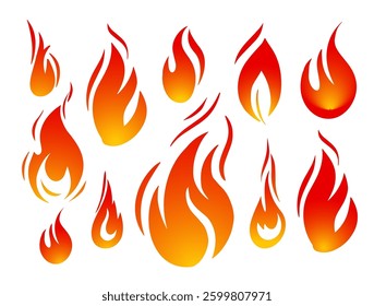 Set Logo fire hand drawn. Not AI, Vector illustration.