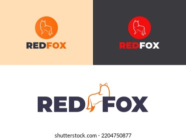 set of logo fox with minimalist concept